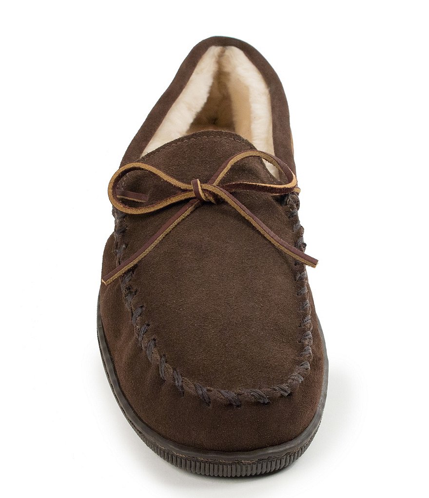 Minnetonka Men's Suede Pile Lined Hardsole Slipper