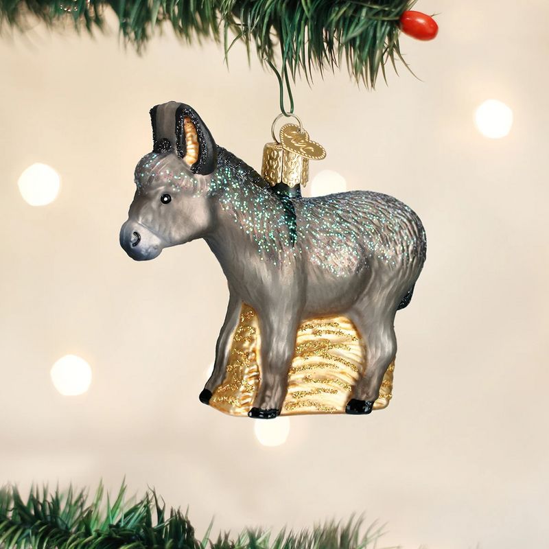 Old World Christmas 3.0" Donkey Ornament Gentle Patience  -  Tree Ornaments