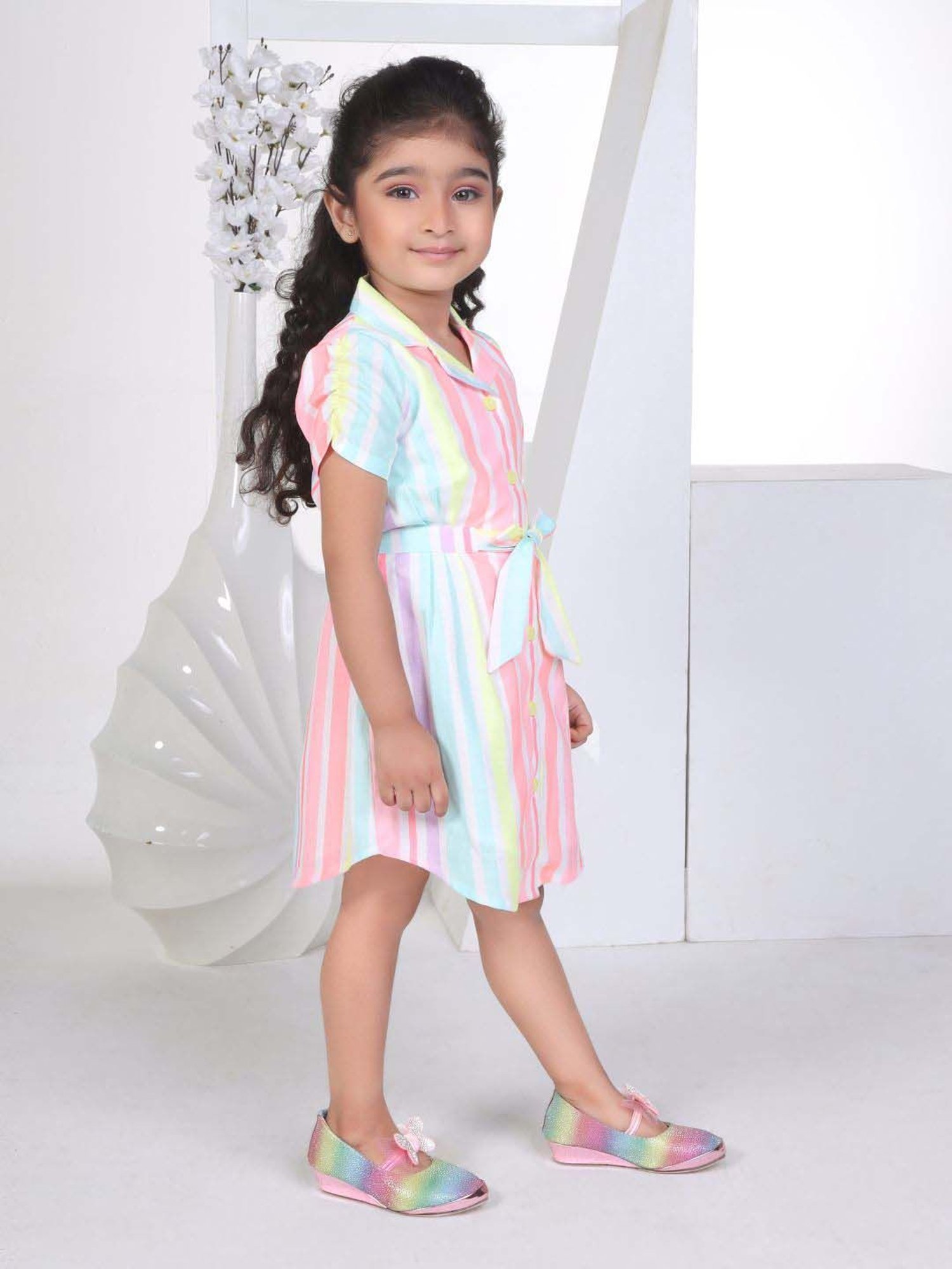 Peppermint Girls Multicolor Striped Dress