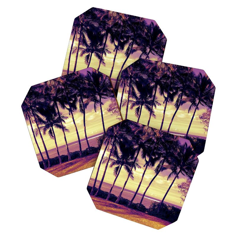 Deb Haugen Crozier Sunset Coaster Set - Light Gold - Deny Designs