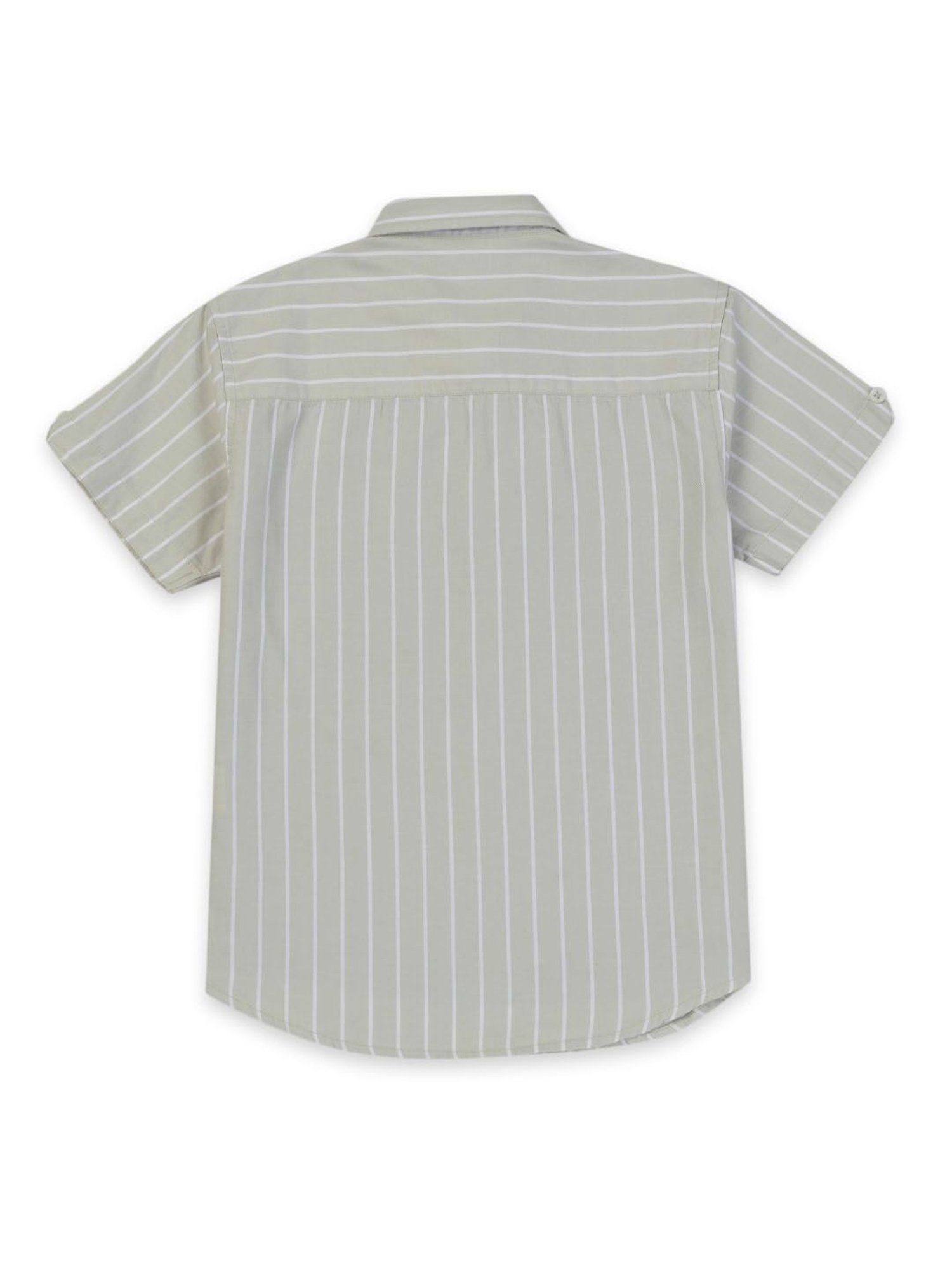Gini & Jony Kids Sage Green & Navy Striped T-Shirt With Shirt
