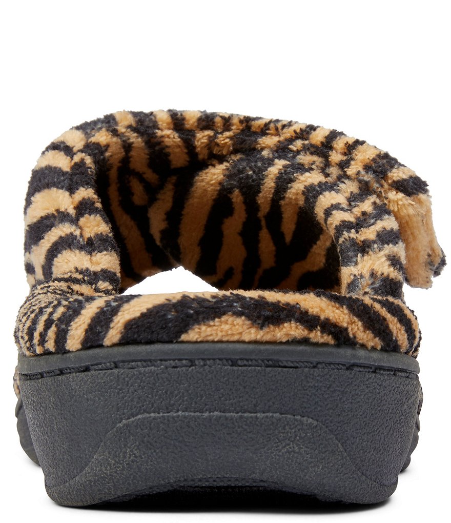 Vionic Relax Tiger Faux Fur Animal Print Criss-Cross Slippers