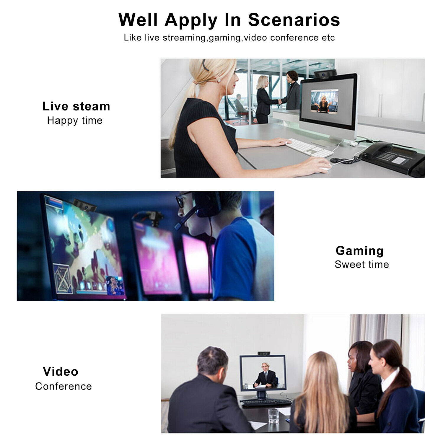 Webcam with Microphone, easyday 1080P HD Webcam Streaming Computer Web Camera for Video Calling Recording Conferencing