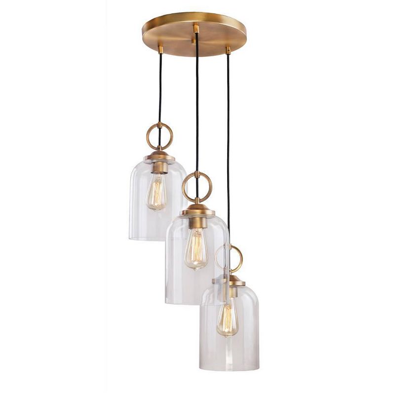 3-way Light Pendant with Clear Bell Shaped Shade Gold - Decor Therapy