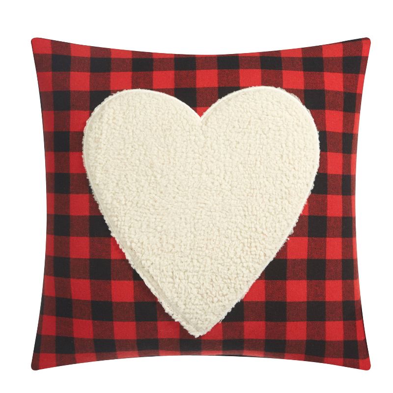 Heart Applique Decorative Throw Pillow Red - Dearfoams
