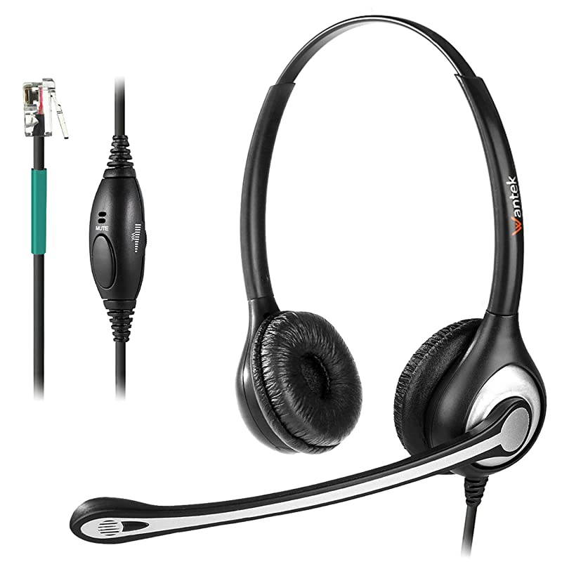 Corded Telephone Headset Dual wNoise Canceling Mic for Avaya Aastra Allworx Adtran Alcatel Lucent AltiGen Comdial Digium Gigaset InterTel Mitel Plantronics MiVoice Landline DeskphonesF602S1