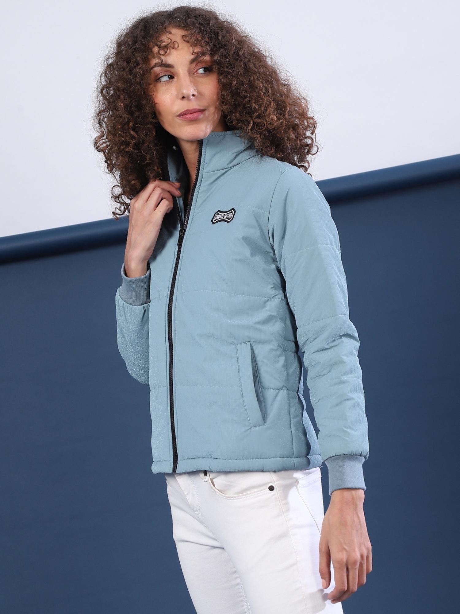 Campus Sutra Sea Blue Regular Fit Jacket