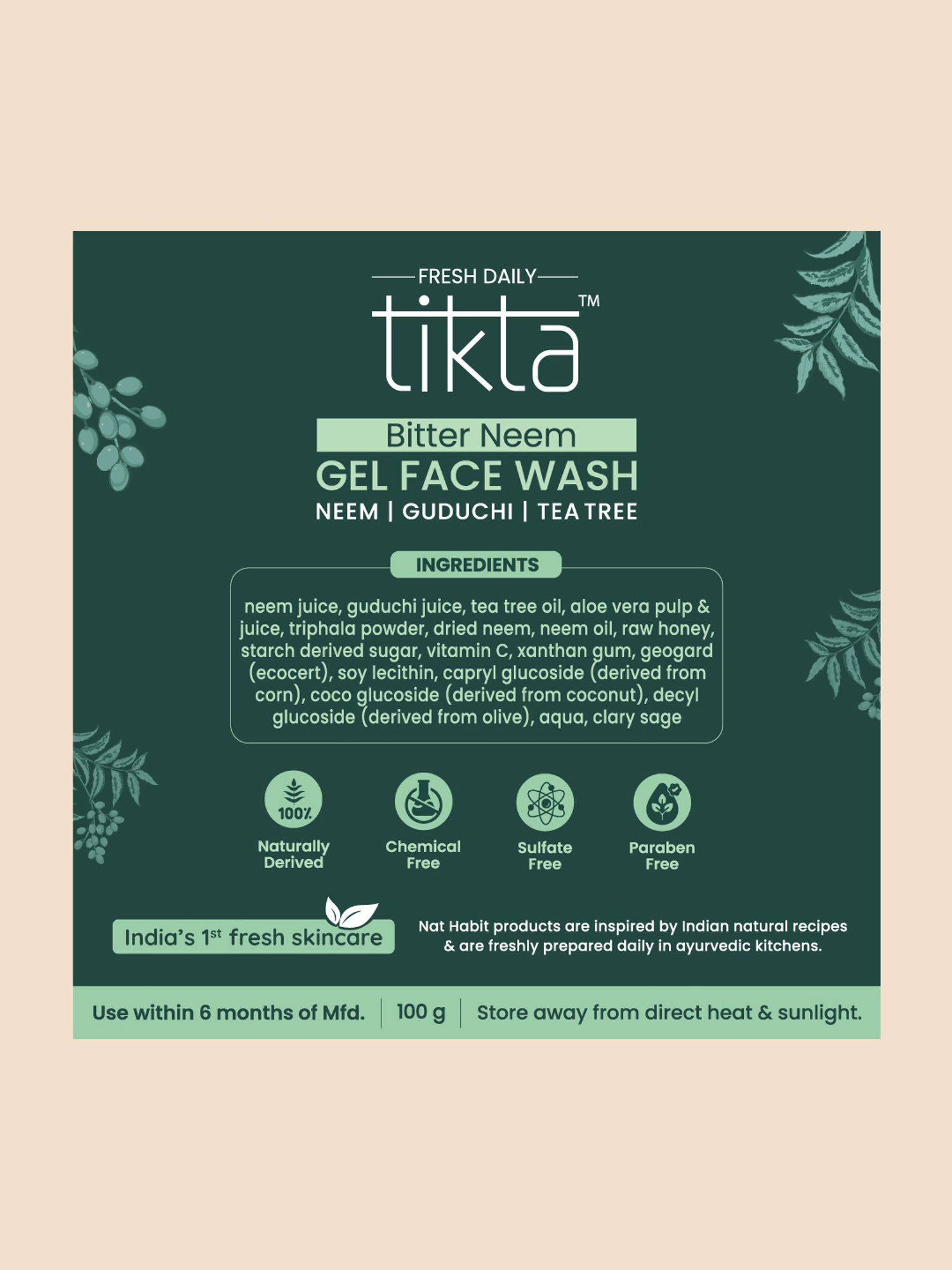 Nat Habit Tikta Bitter Neem Gel Face Wash - 100 gm