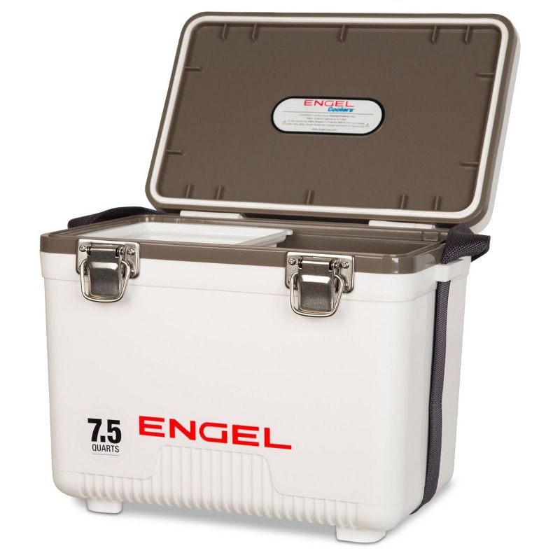 Engel 7.5-Quart 8-Can EVA Gasket Seal Ice and DryBox Cooler with Carry Handles and Shoulder Strap, White