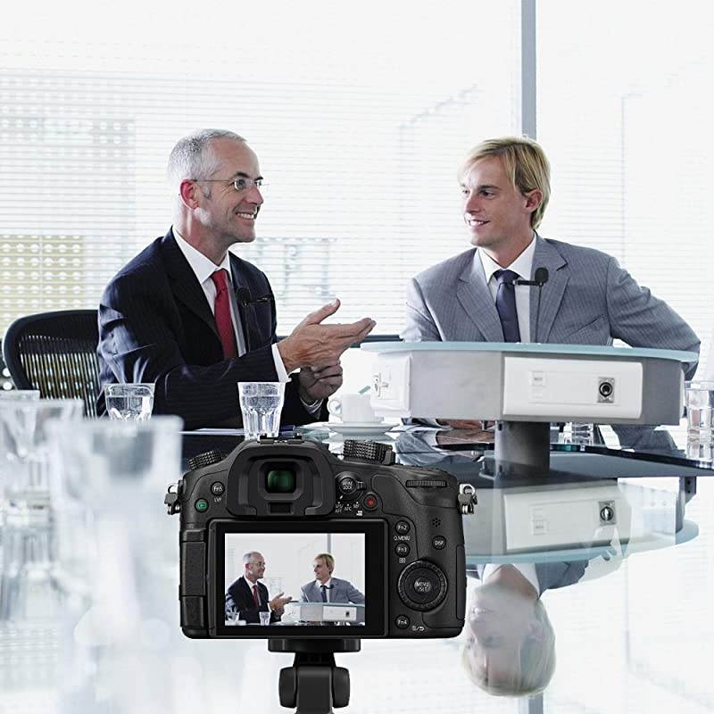 CVMD02 Dual Lavalier MicrophonesOmnidirectional Condenser Handsfree Clipon Lapel Mic with 35mm TRS ConnectorLav mic for CameraDSLRiPhoneAndroidHuaweiSonyPC LaptopBlack25meters