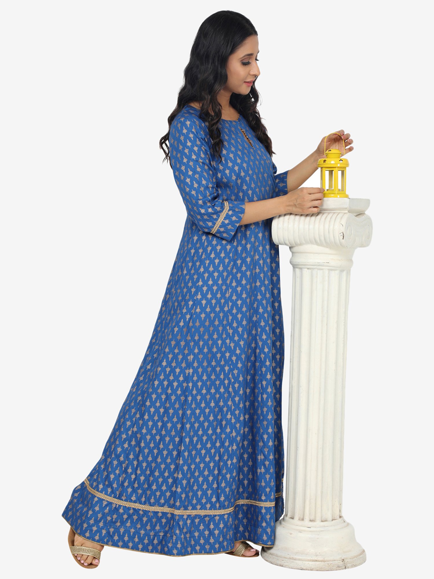 Paislei Blue Printed Kurta