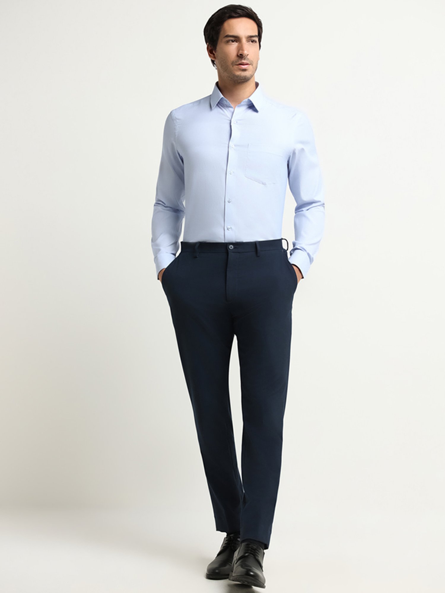 WES Formals by Westside Blue Printed Slim Fit Shirt