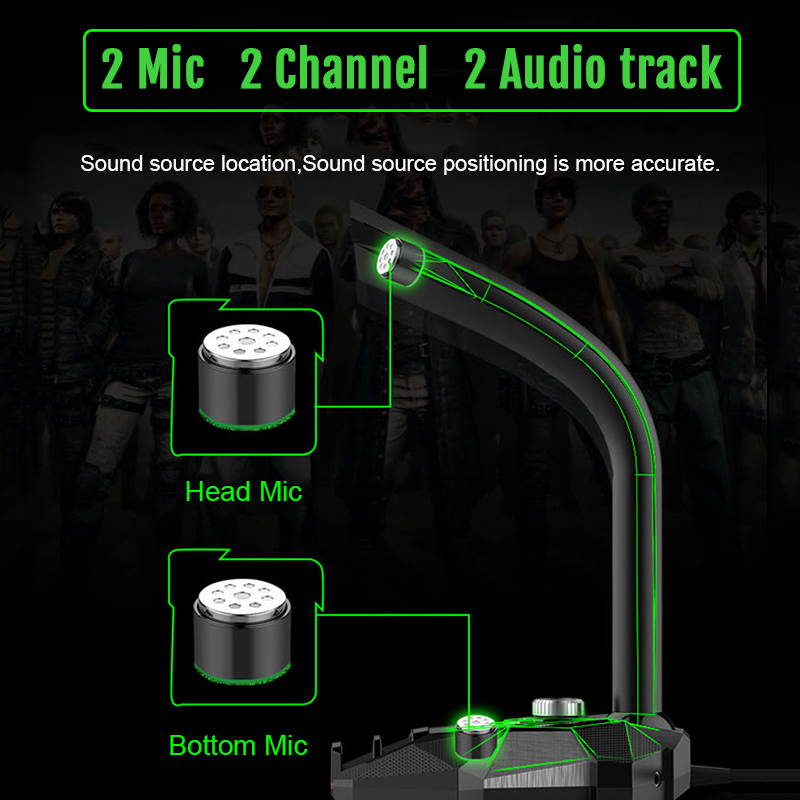 Wired Tabletop Desktop Microphone Condenser Mic Professional USB Cable Studio With LED Gaming Light Mikrafon for Computer Record