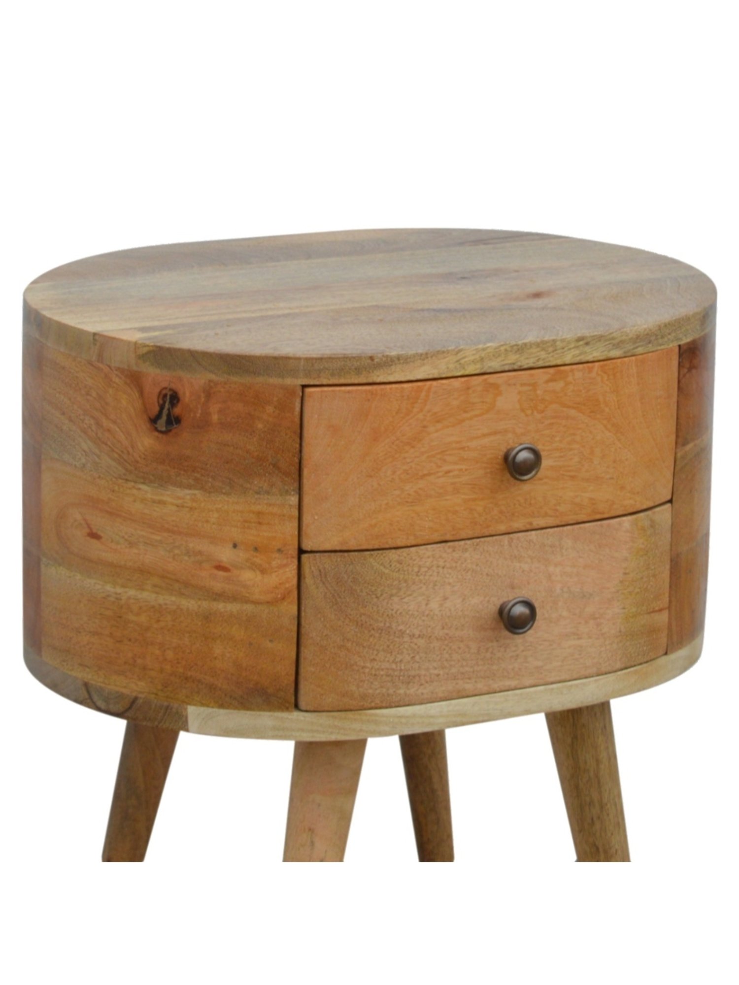 Artisan Furniture Solid Brown Mango Wood Rounded Side Table