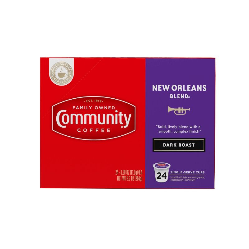 Community Coffee New Orleans Blend Dark Roast Coffee - Single Serve Pods - 24ct