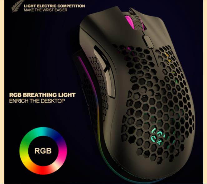2.4GHz Wireless Gaming Mouse 7 Button 1600 DPI Adjustable RGB Backlit Rechargeable Mouse Lightweight Honeycomb Shell Gamer Mice