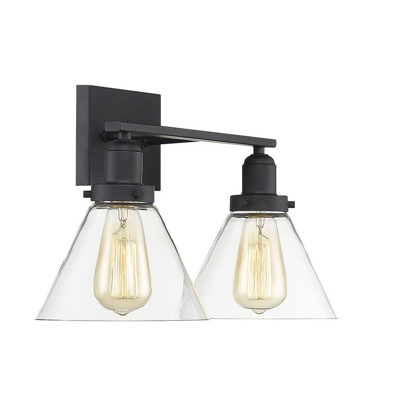 17.75" 2 Light Black Bath Sconce with Clear Glass - Aurora Lighting