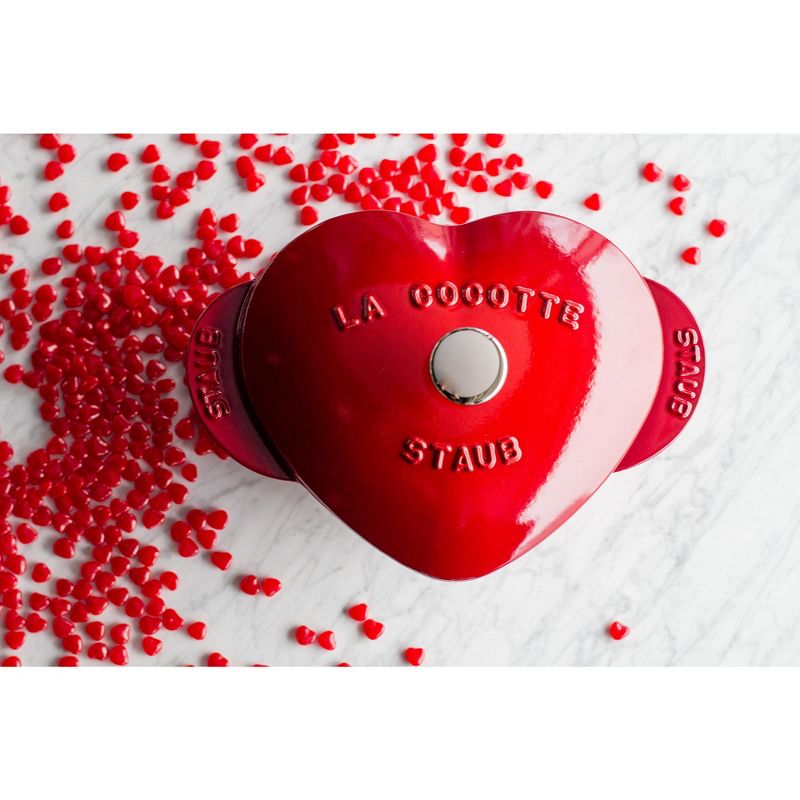 Staub Cast Iron 1.75-qt Heart Cocotte - Cherry