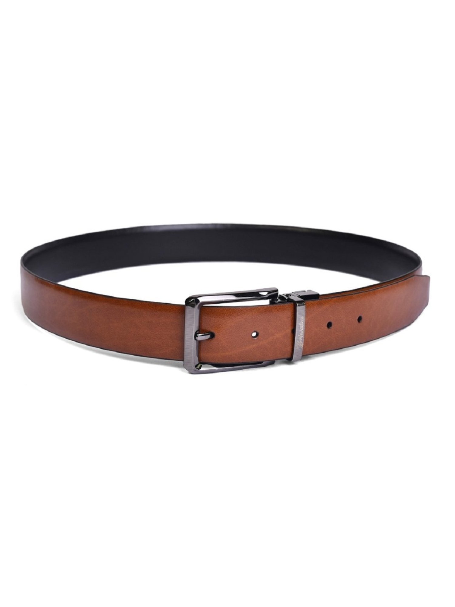 BELWABA Tan & Black Formal Reversible Leather Belt for Men