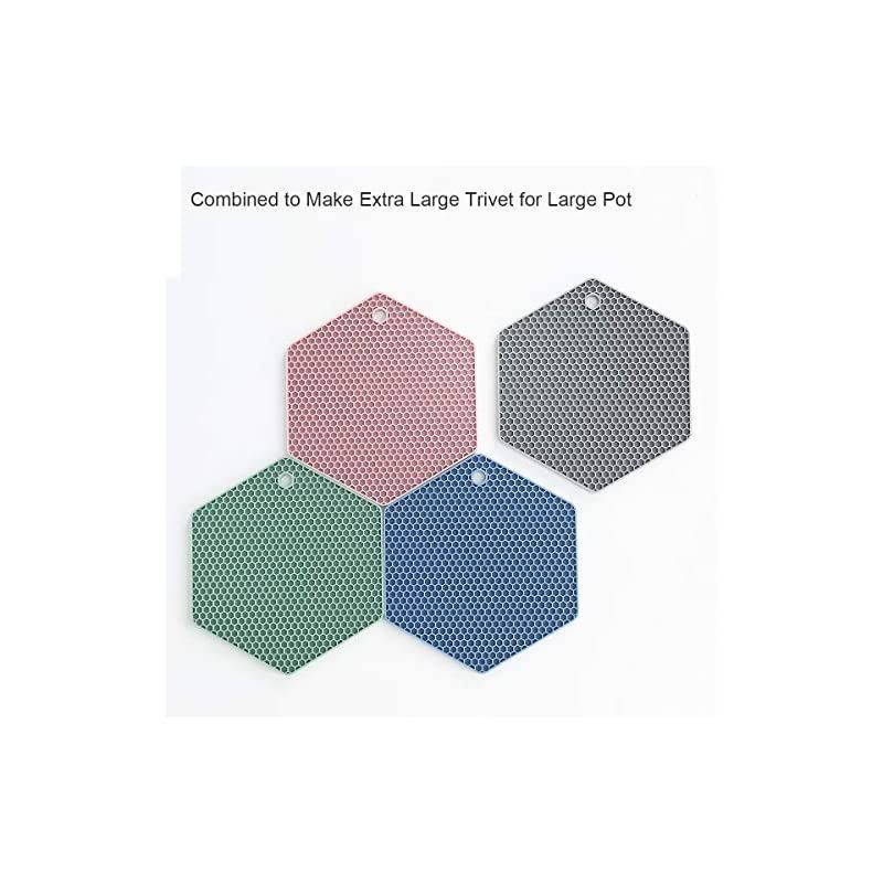 Packed Silicone Trivet Mats - DIY Different Size Dish Drying Mat, Hot Pot Holder for Pots & Pans, Non-Slip & Heat Resistant Kitchen Hot Pads for Countertops & Table,Teal