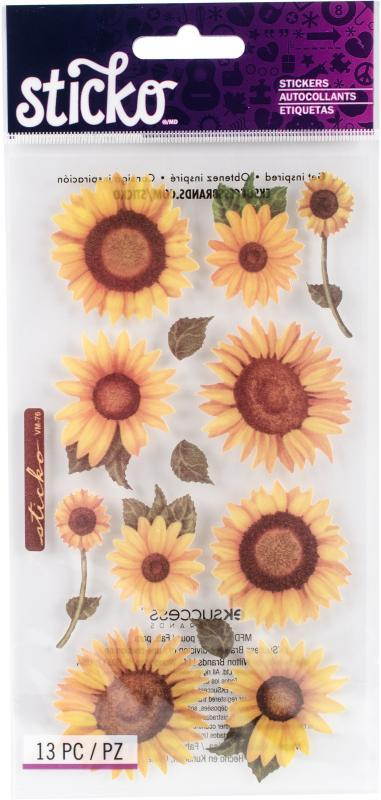Sticko SPVM-76 Sticko Vellum Stickers-Sunflowers