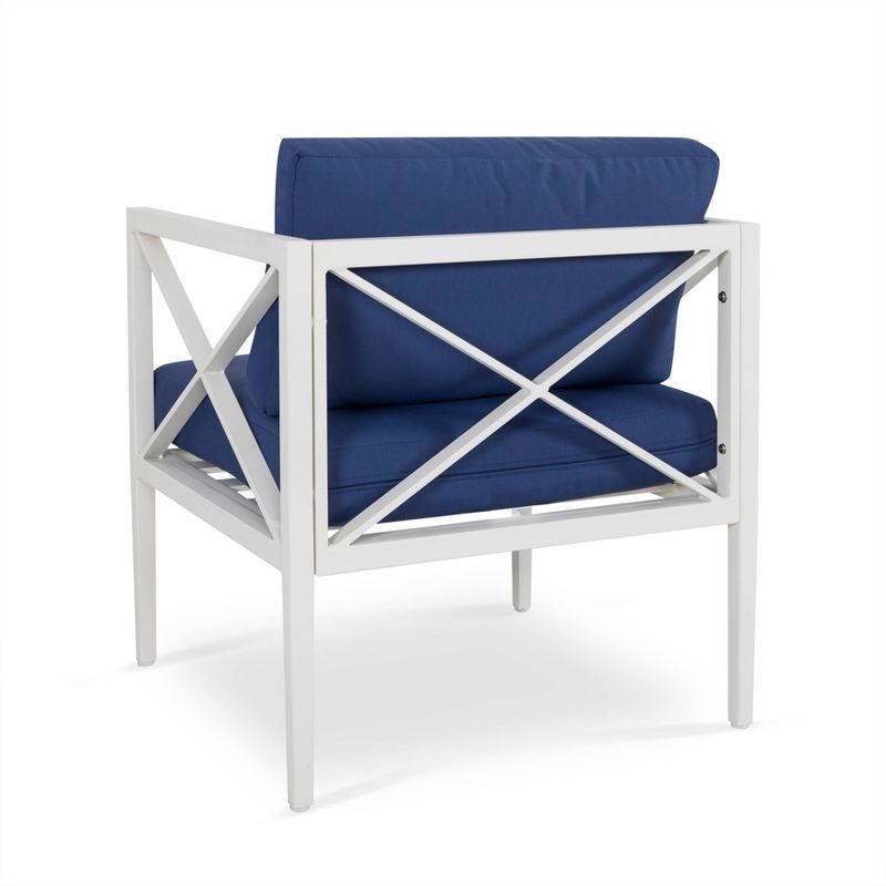 4pc Outdoor Aluminum Sofa Set White & Blue - Nuu Garden