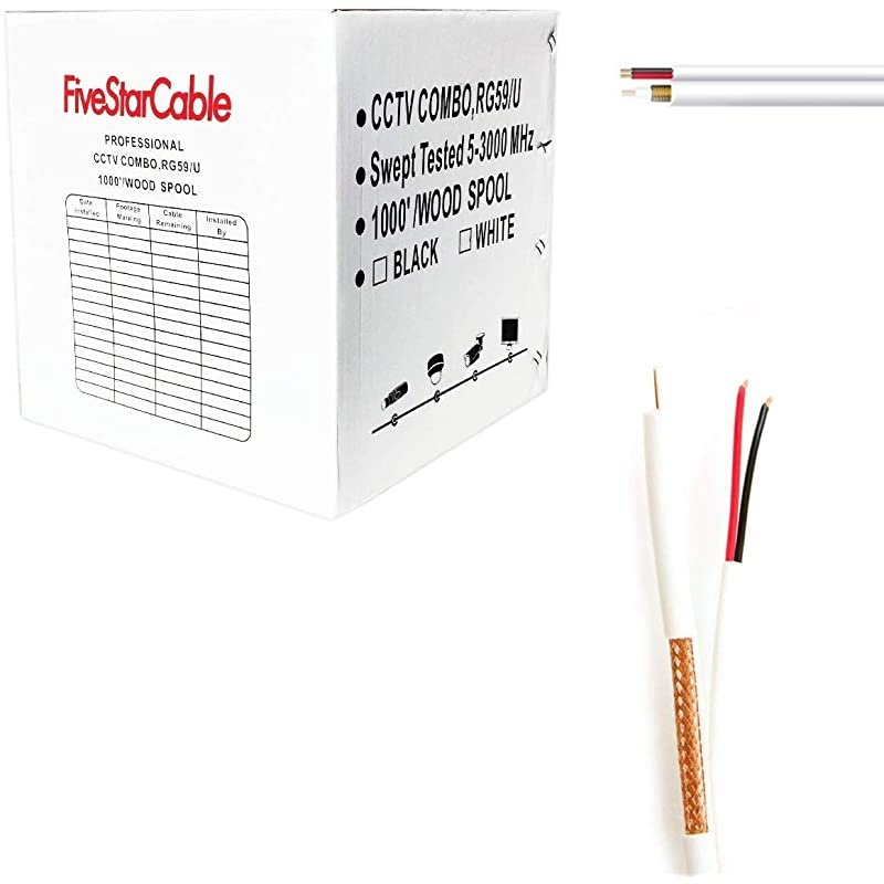 UL Litsted RG59 Siamese 1000 ft Coaxial CCTV Cable Combo 20 AWG RG59 + 182 18AWG Power