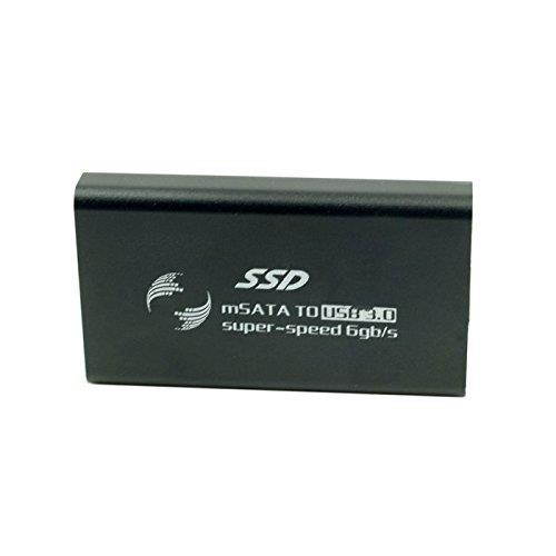 Cablecc Black Color 50mm Mini PCI-E mSATA 6Gbps Solid State SSD to USB 3.0 Hard Disk case Enclosure