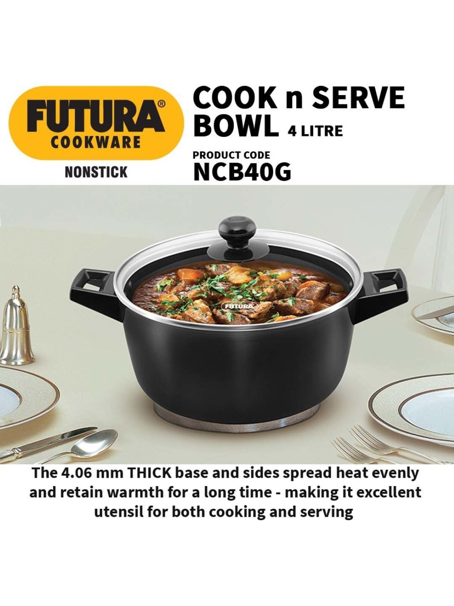 Hawkins Black & Transparent Hard Anodised 24.7 cm Non-Stick Cooking Pot With Lid (4 L) - Set of 1