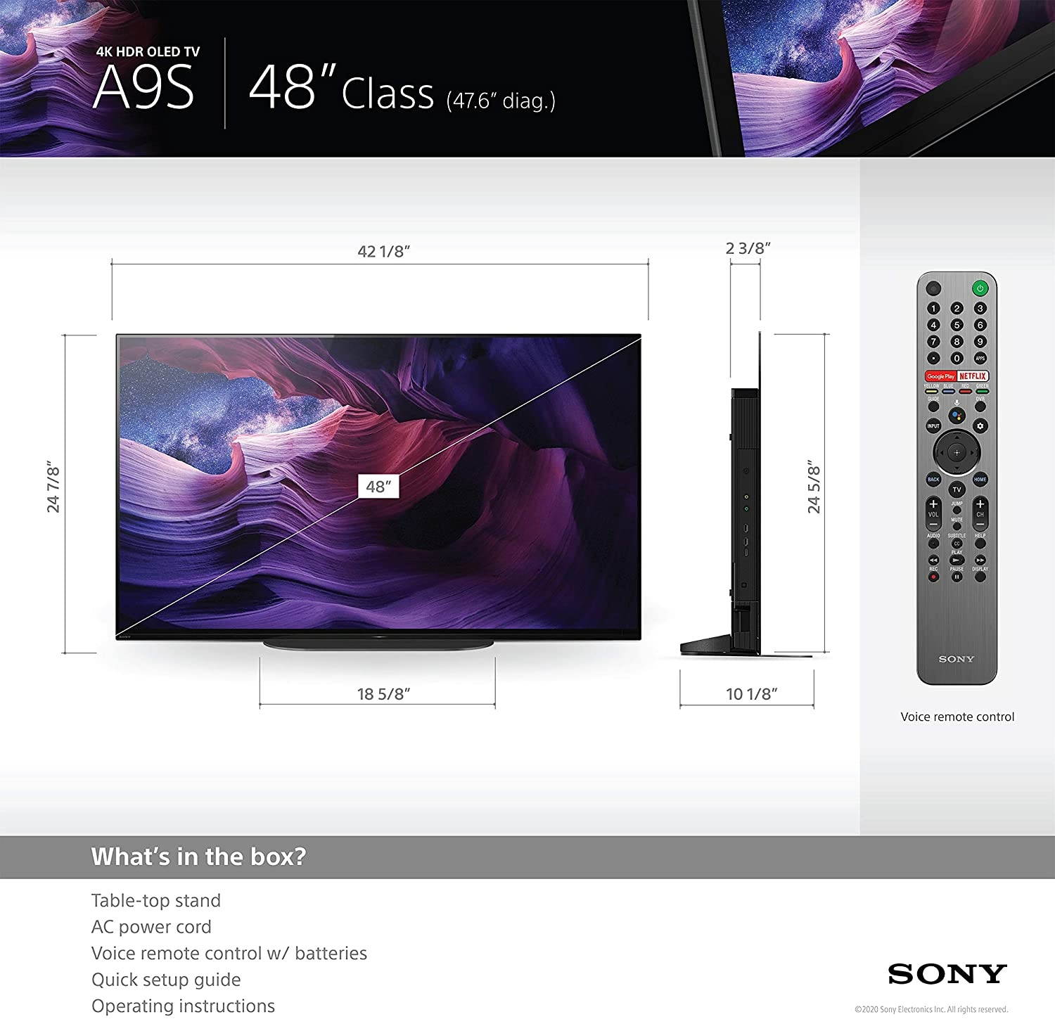 Sony XBR-48A9S 48 Inch MASTER Series BRAVIA OLED 4K Smart HDR TV with a Walts TV Large/Extra Large Tilt Mount for 43"-90" Compatible TV's and a Walts HDTV Screen Cleaner Kit (2020)