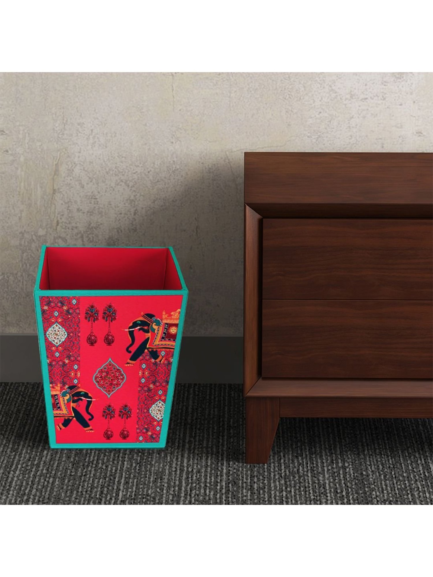 SEJ by Nisha Gupta Red Wooden Open Dry Bin - 11.5 Litres