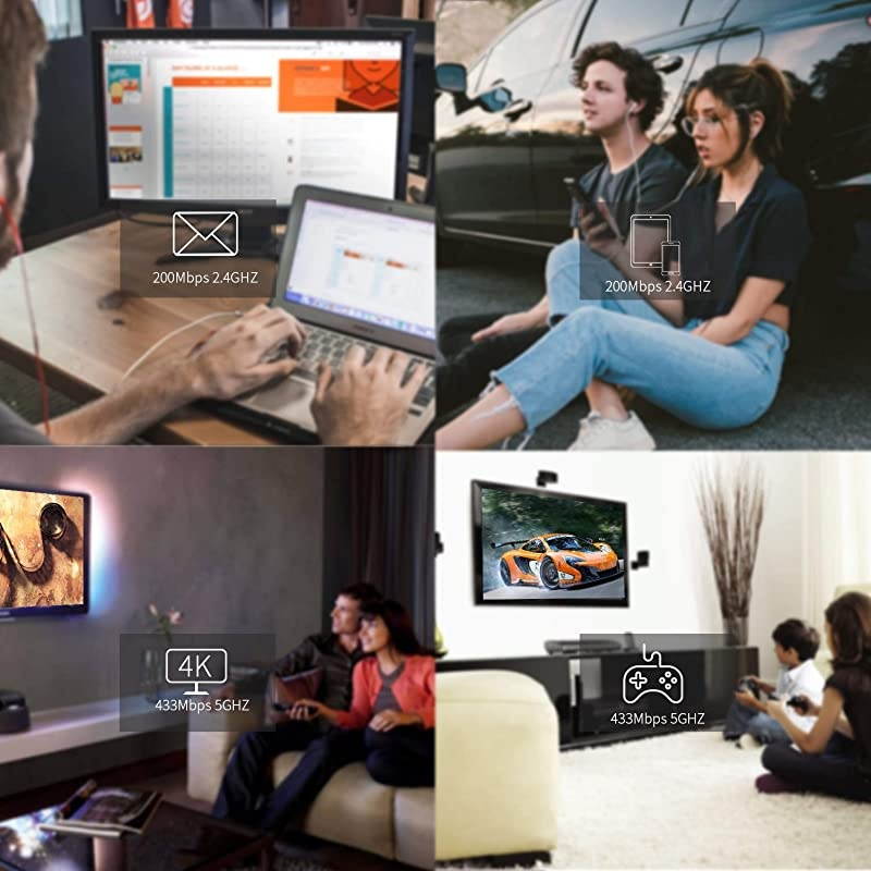 AV1000 Powerline WiFi Extender Dual Band AC Wireless Gigabit Port Plug and Play PH10