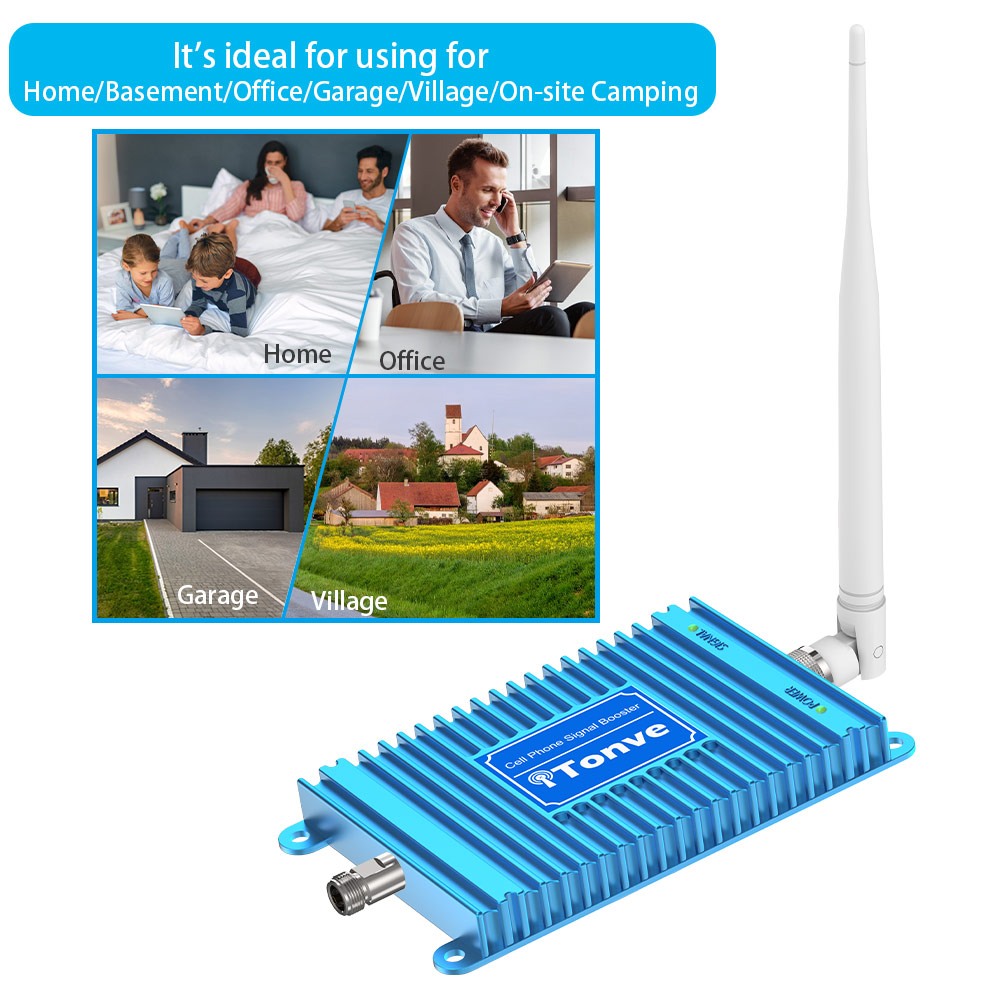 Cell Phone Signal Booster for Home and Office - Band2 1900MHz Mobile Cellular Repeater Boosts 2G 3G 4G Data and Volte for Multiple Users Up to 2,000Sq Ft. with High Gain Whip/Yagi Antennas