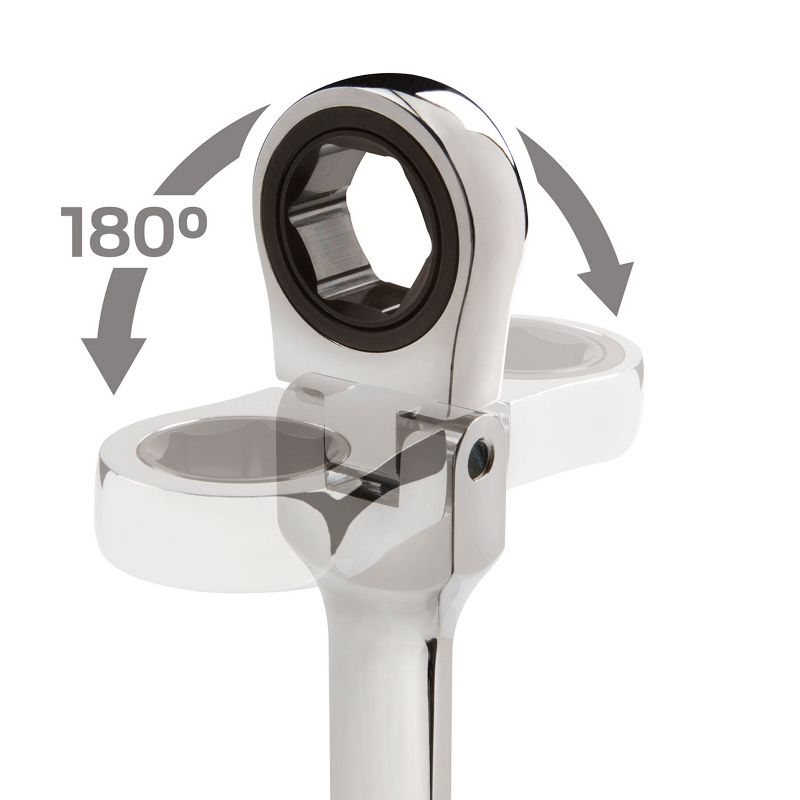 TEKTON WRN77164 Extra Long Ratcheting 6 Point Box End Metric Wrench Tool Set with 180 Degree Flex Head and Storage Holder, 6 Piece, 8 to 19 mm