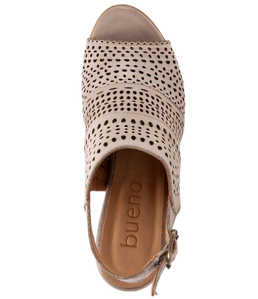 Bueno Upton Perforated Leather Block Heel Sling Sandals