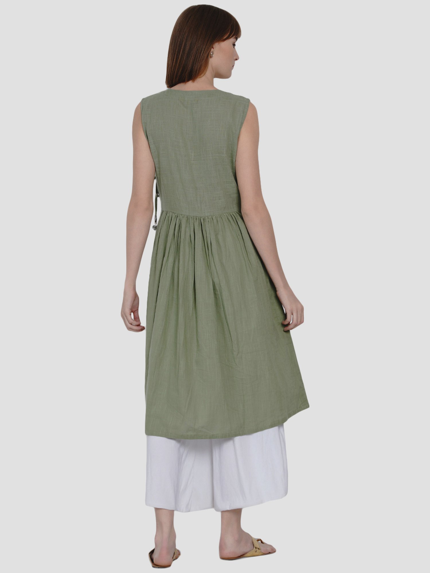 Women Republic Green Cotton A Line Kurta