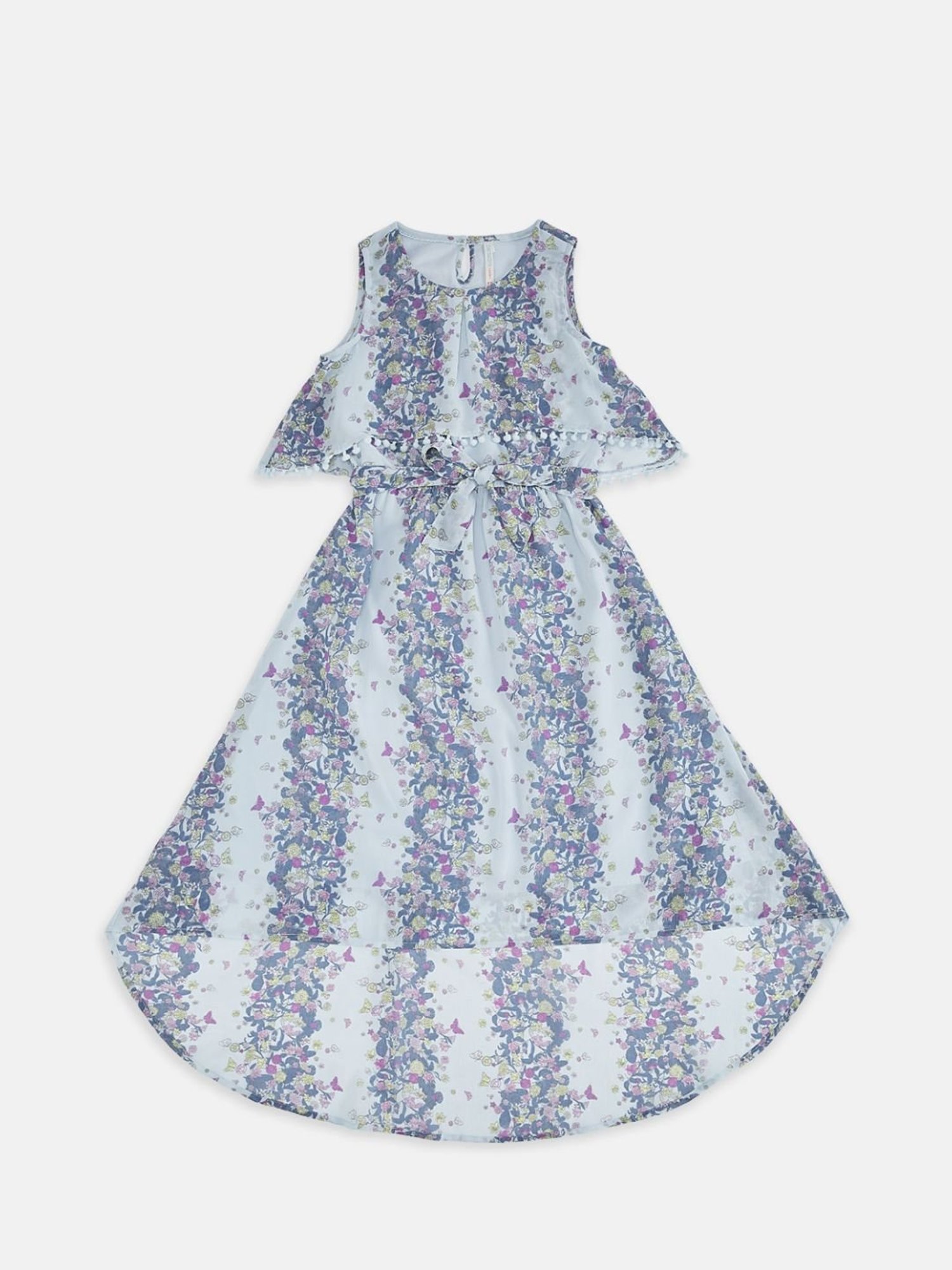 Pantaloons Junior Blue Floral Print Dress
