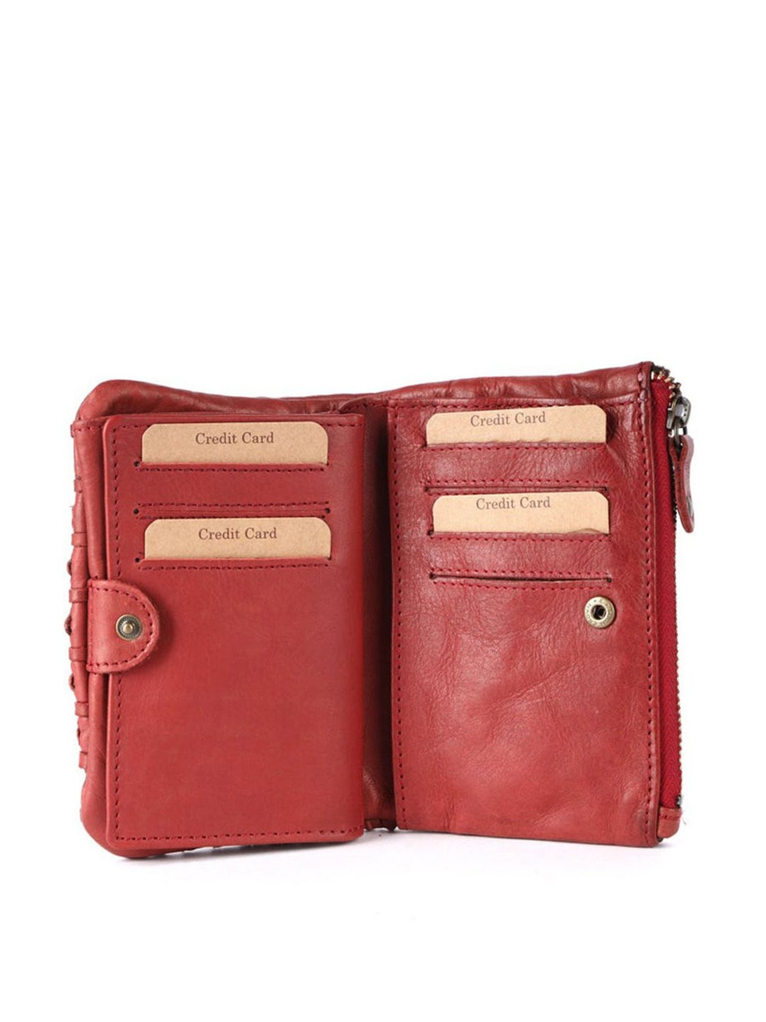KOMPANERO Levi Red Leather Textured Wallet