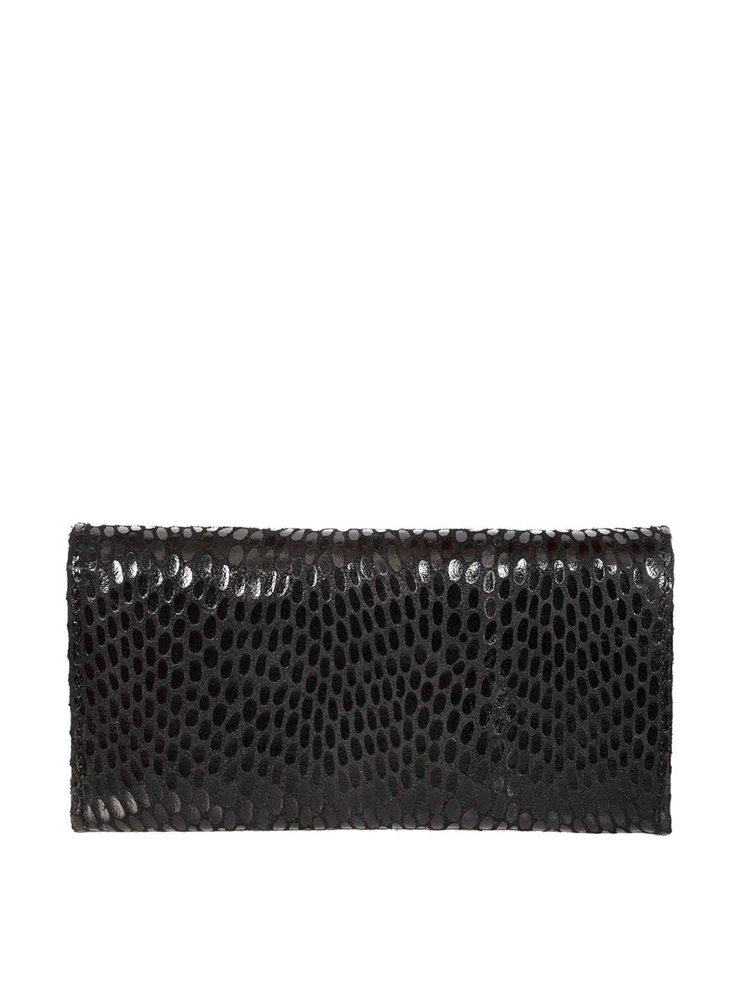 SASSORA Black Textured Rfid Wallet for Women
