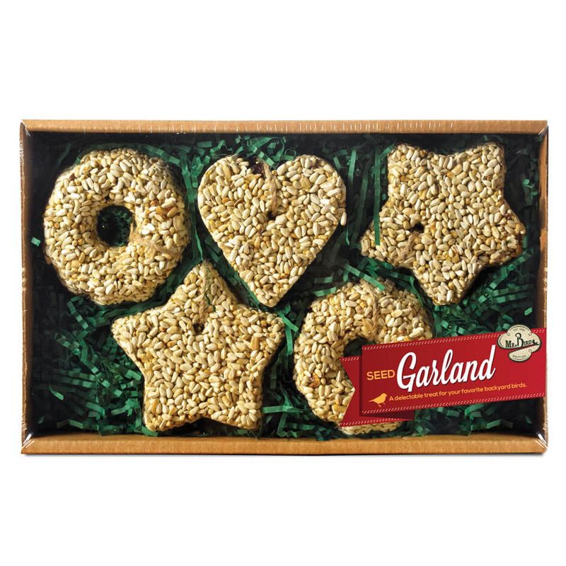 Home & Garden 3.5" Holiday Seed Garland Star Heart Mr Bird  -  Bird And Wildlife Food