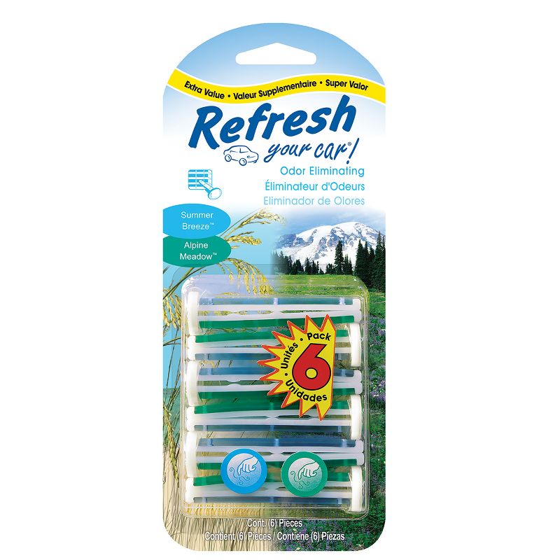 Refresh Your Car 6pk Vent Stick Summer Breeze/Alpine Meadow