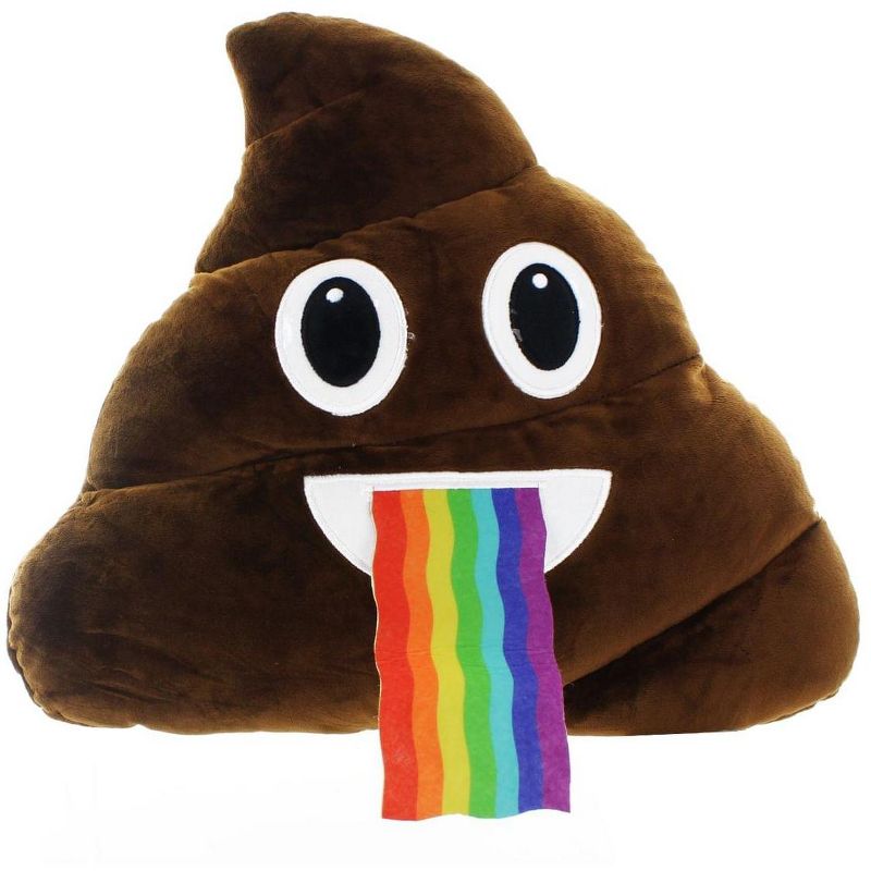 Top Trenz Inc Emojicon 14" Rainbow Cuteness Overload Poop Pillow