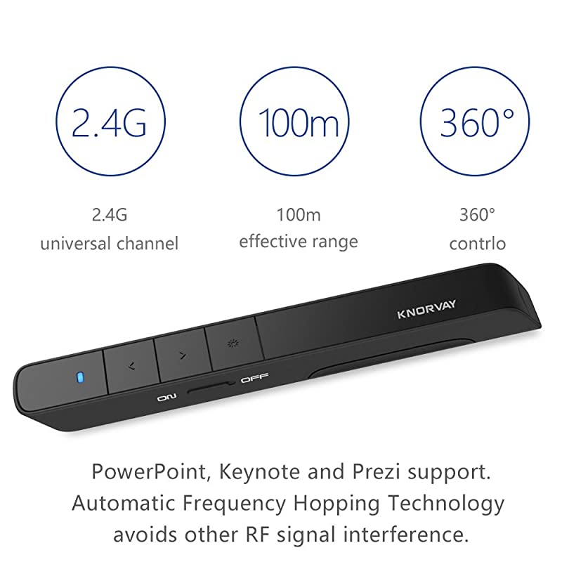 N36 Wireless Presenter Remote 300ft Long Control Range Presentation Clicker for Presentations Remotes Laser Pointer Presentation PPT Powerpoint Clicker 24GHz Support Hyperlink Black