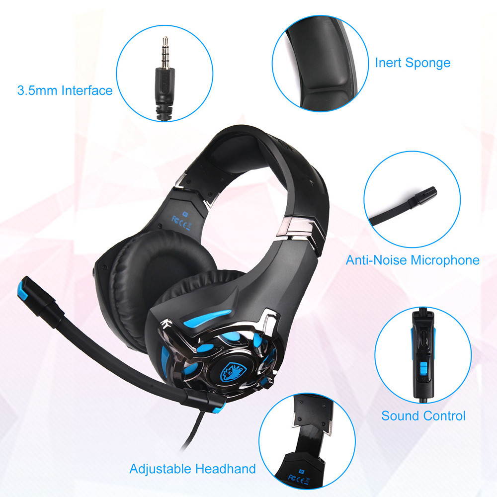 PS4 Xbox One Gaming Headset SADES SA-822 PC Gaming Headphone Stereo Sound Over-Ear Headphone with Microphone