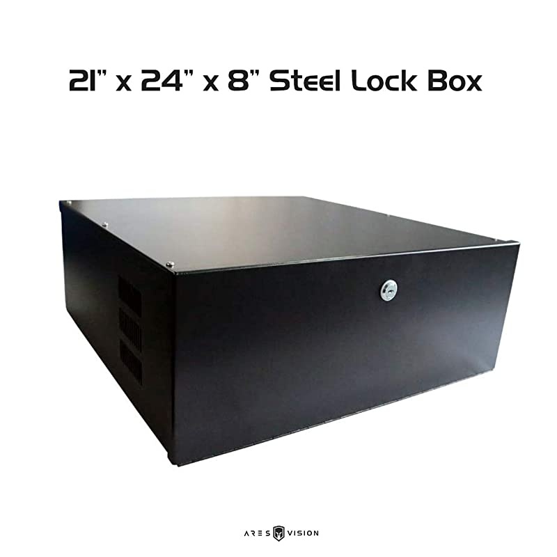 Heavy Duty 15" x 15" x 5" DVR/PC Security Lock box 16 gauge with Exhaust Fan (15x15x5, Black)