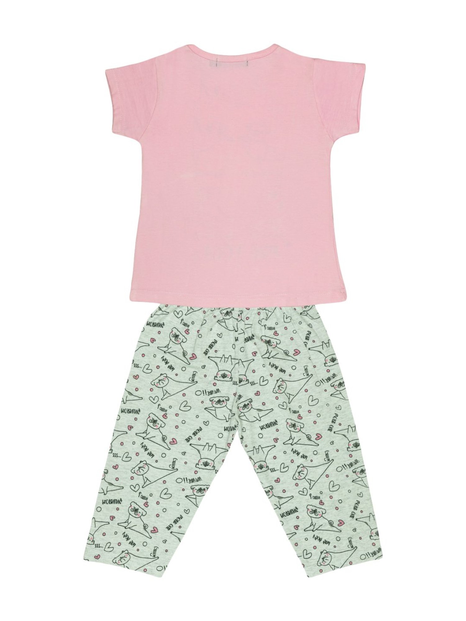 Todd N Teen Kids Pink Cotton Printed T-Shirt & Pants Set
