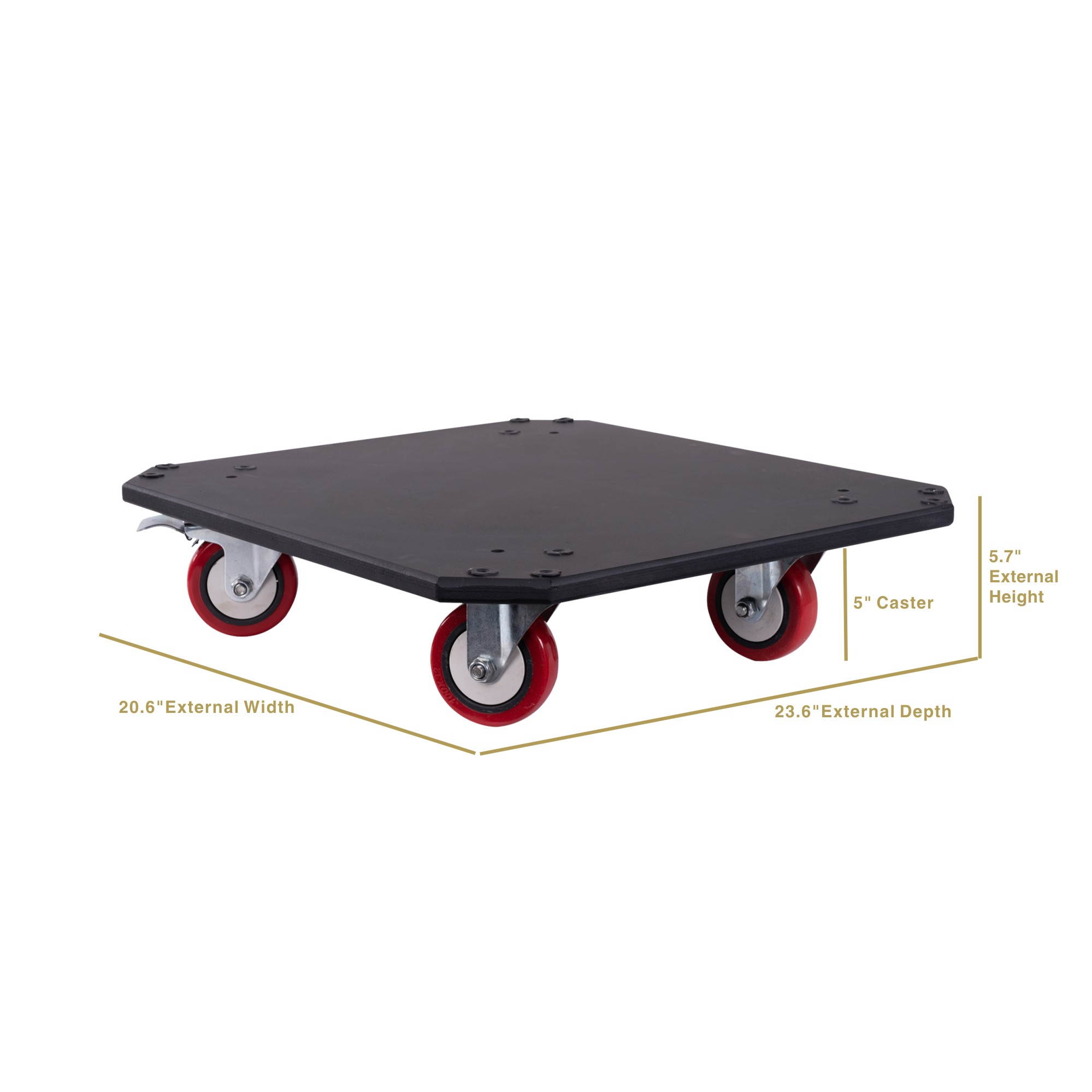 Sound Town Replacement Caster Board for Road/Rack Case, with 4-inch Wheels and Brakes (STRC-CB)