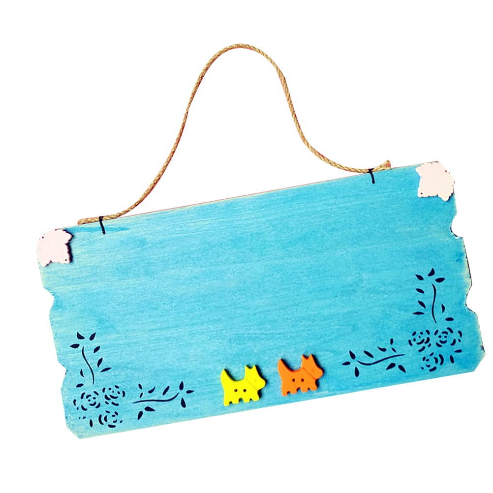 Creative DIY Blank Doorplate Plaque Wooden Hanging Door Sign Board for Home Cafe Shop Store Decor (Sky-blue)