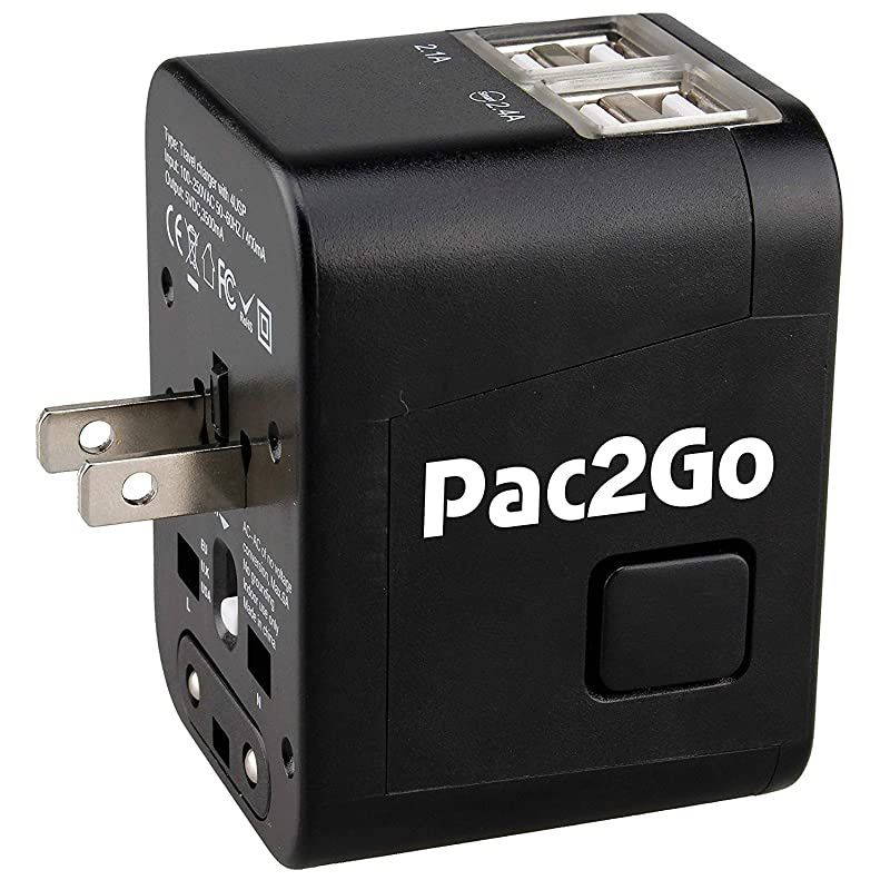 Universal Travel Adapter with Quad USB Charger AllinOne SurgeSpike Protected Electrical Plug with Fast Charging USB Ports International Power Socket Works in 192 Countries 4XUSBA