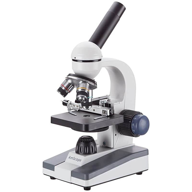 M150CMS Compound Monocular Microscope WF10x and WF25x Eyepieces 40x1000x Magnification LED Illumination Brightfield SingleLens Condenser Coaxial Coarse and Fine Focus Mechanical Stage 110V